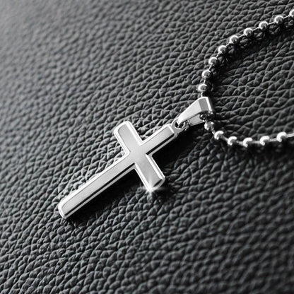 Happy Easter Gift for Son -  Artisan-crafted Stainless Cross Necklace with Ball Chain