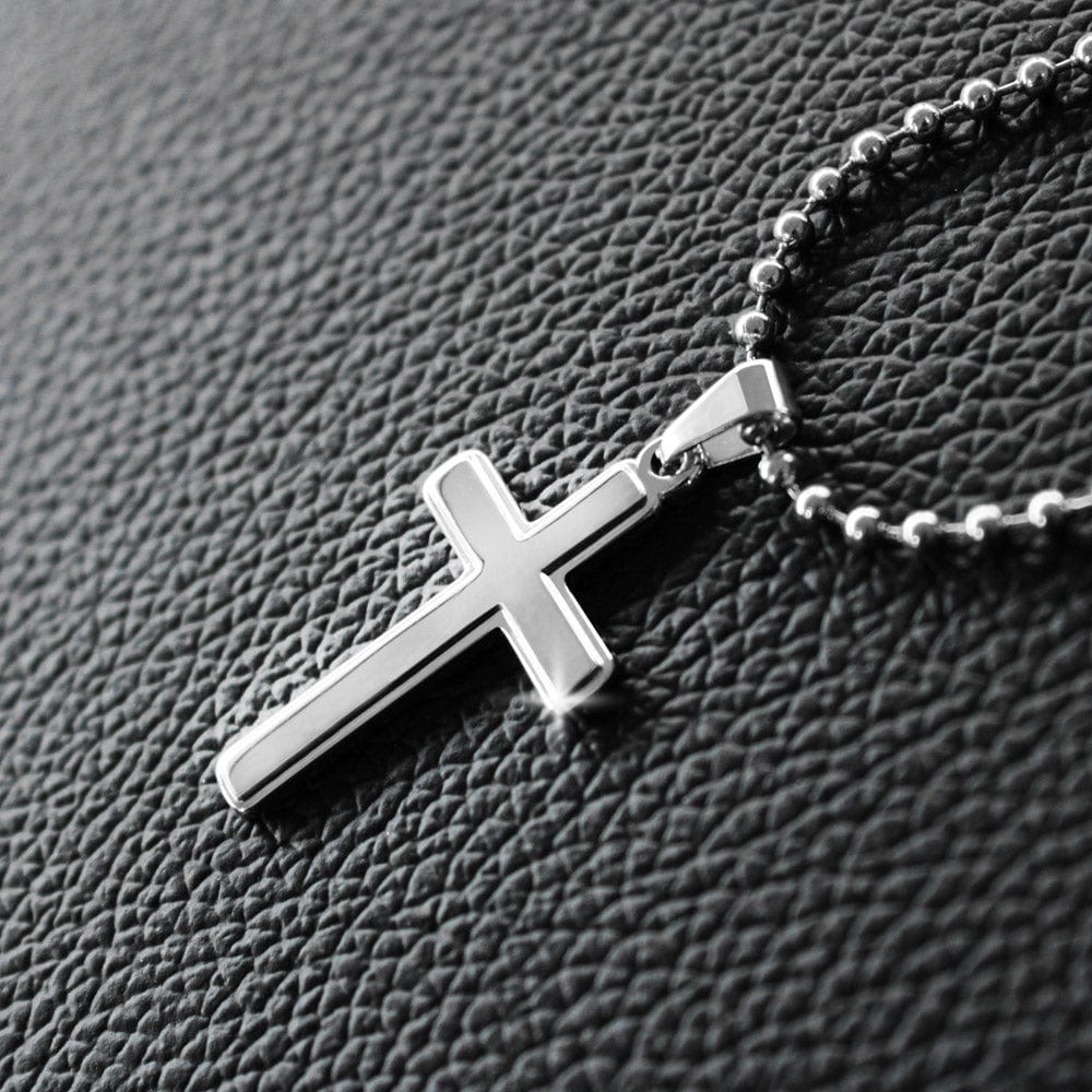 Happy Easter Gift for Husband -  Artisan-crafted Stainless Cross Necklace with Ball Chain