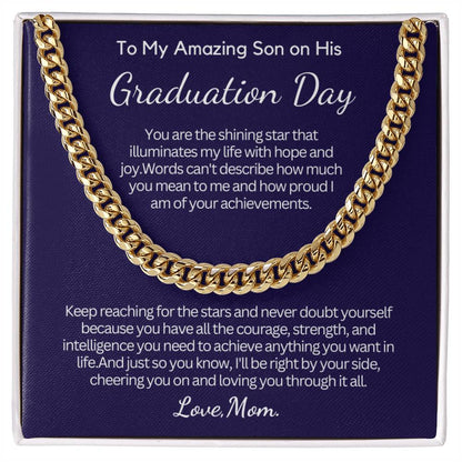 Graduation Gift for Son from Mom - Cuban Link Chain - Keep reaching for the stars!