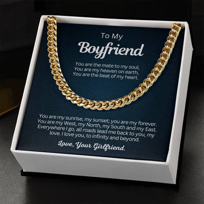 To My Boyfriend - Cuban Link Chain Necklace Gift - You are the beat of my heart!