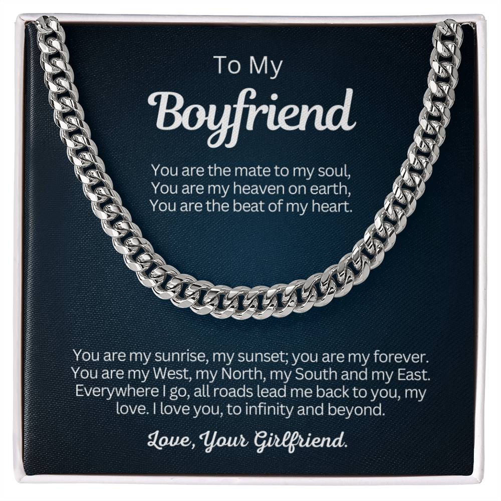 To My Boyfriend - Cuban Link Chain Necklace Gift - You are the beat of my heart!