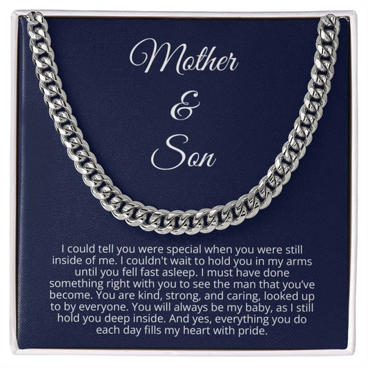 Gift for Son from Mom - Cuban Link Chain - You will always be my baby, as I still hold you deep inside1