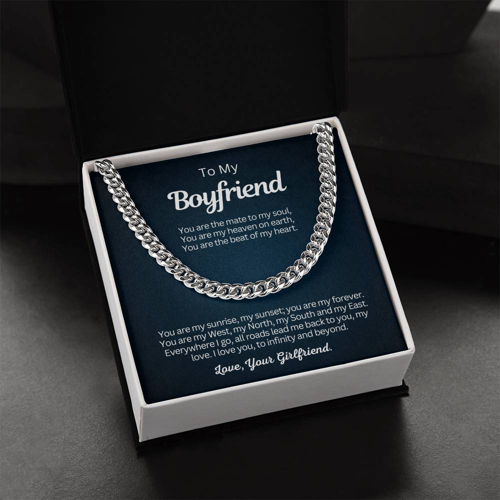 To My Boyfriend - Cuban Link Chain Necklace Gift - You are the beat of my heart!