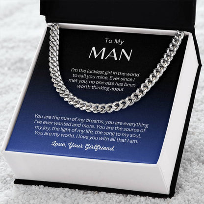 To My Man - Cuban Link Chain Necklace Gift - I'm the luckiest girl in the world!