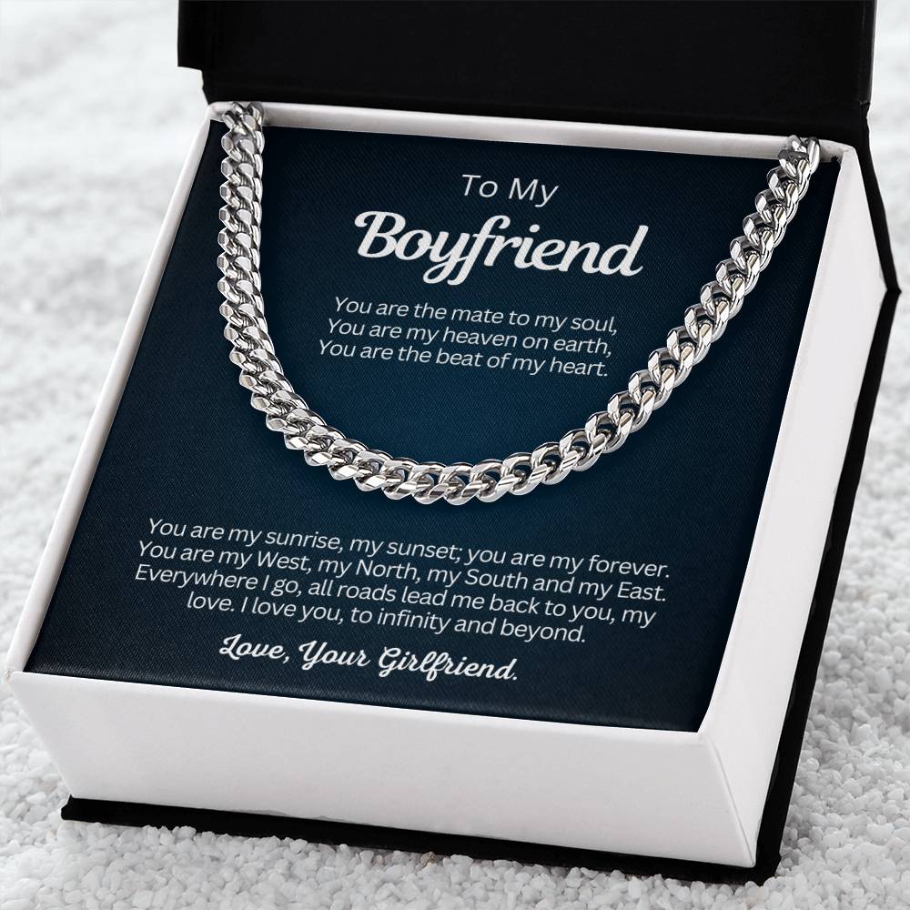 To My Boyfriend - Cuban Link Chain Necklace Gift - You are the beat of my heart!