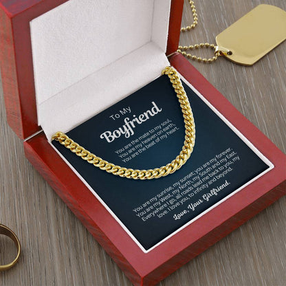 To My Boyfriend - Cuban Link Chain Necklace Gift - You are the beat of my heart!