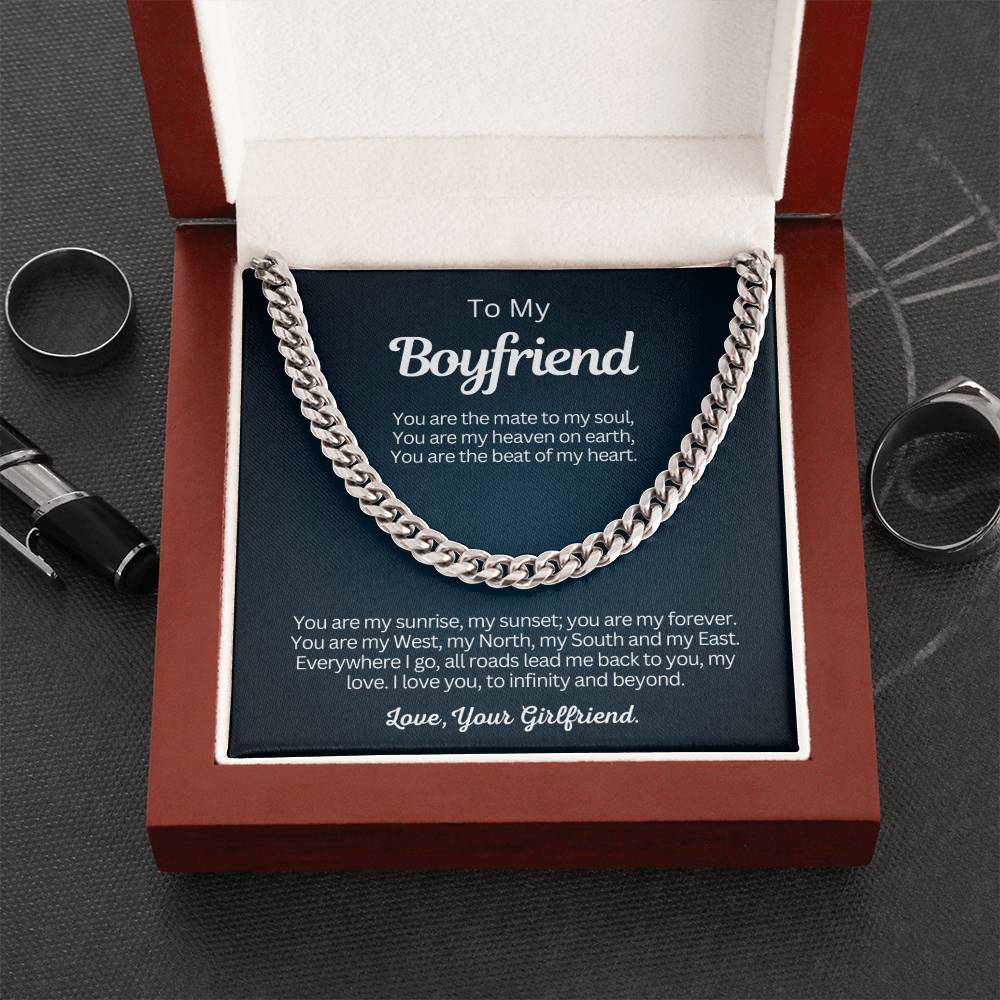 To My Boyfriend - Cuban Link Chain Necklace Gift - You are the beat of my heart!