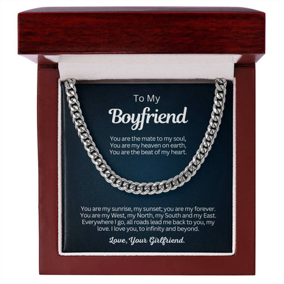 To My Boyfriend - Cuban Link Chain Necklace Gift - You are the beat of my heart!