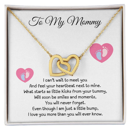 Gift from Baby Bump to Mommy - Interlocking Hearts Necklace - I can't wait to meet you!