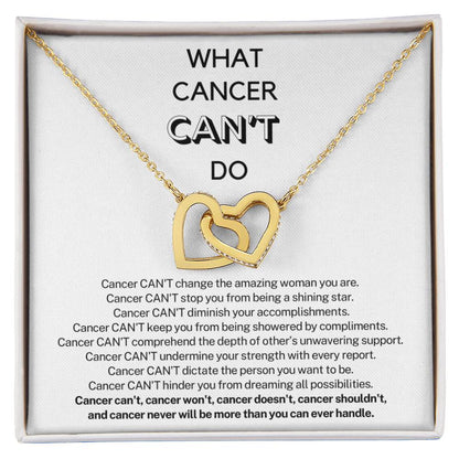 WHAT CANCER CAN'T DO - Encouragement Gift for Her - Interlocking Hearts Necklace