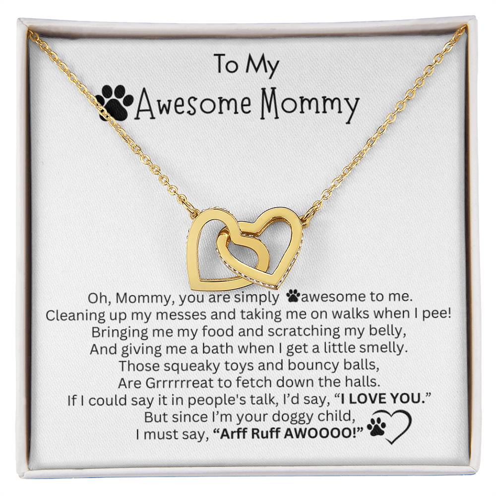 Gift for Dog Mom - Interlocking Hearts Necklace  - I LOVE YOU