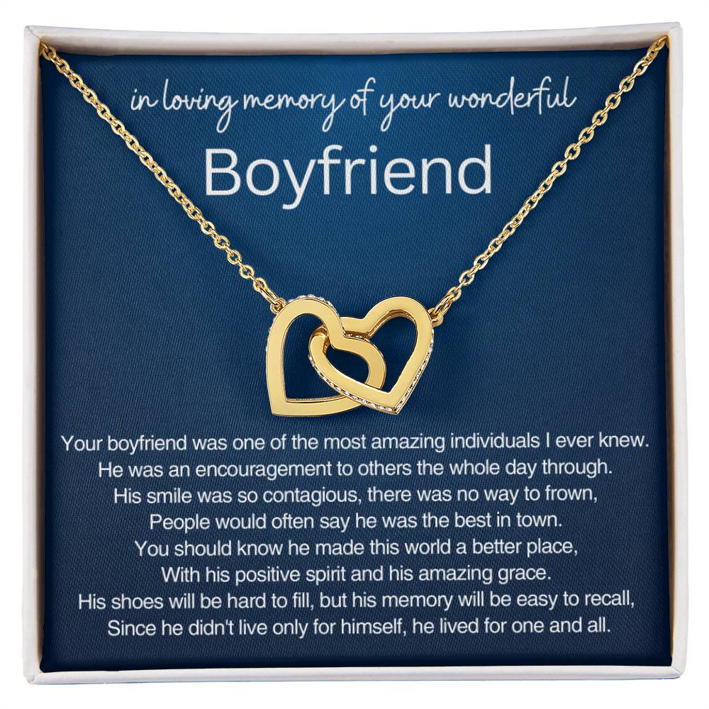 Remembrance Gift - In loving memory of you wonderful Boyfriend - Interlocking Hearts Necklace