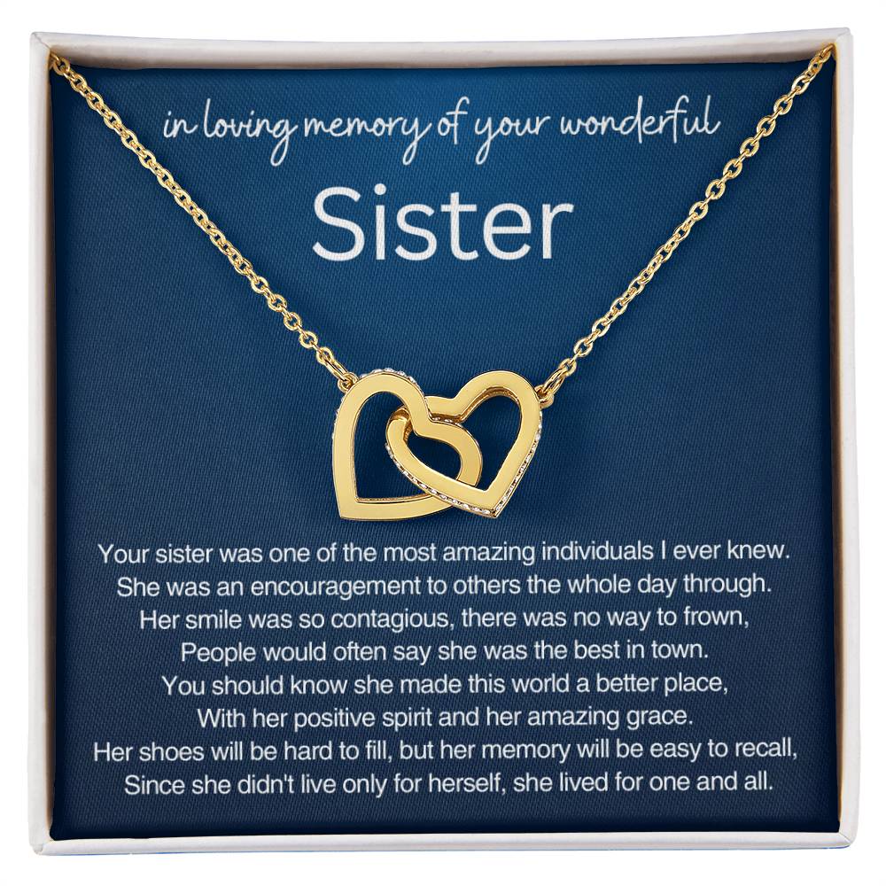 Remembrance Gift - In loving memory of you wonderful sister - Interlocking Hearts Necklace