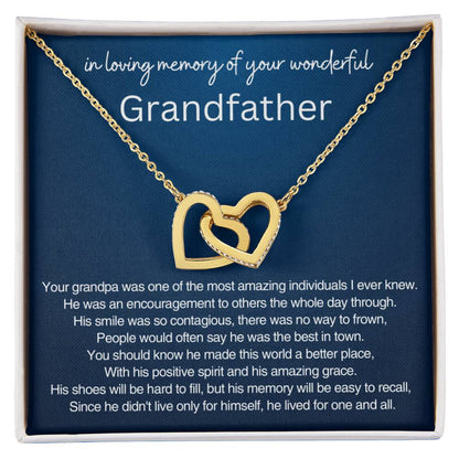 Remembrance Gift - In loving memory of you wonderful Grandfather - Interlocking Hearts Necklace