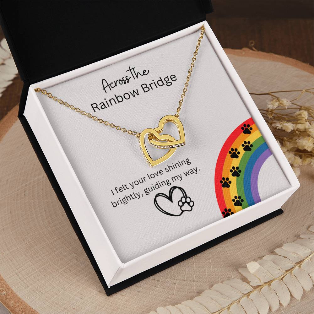 Remembrance Gift - Across the rainbow bridge - Interlocking Hearts Necklace
