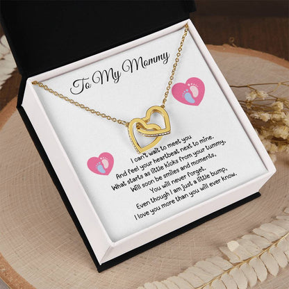 Gift from Baby Bump to Mommy - Interlocking Hearts Necklace - I can't wait to meet you!