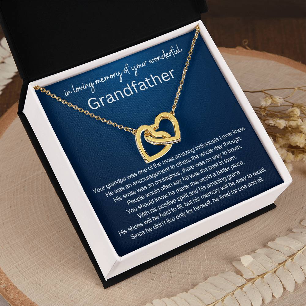 Remembrance Gift - In loving memory of you wonderful Grandfather - Interlocking Hearts Necklace