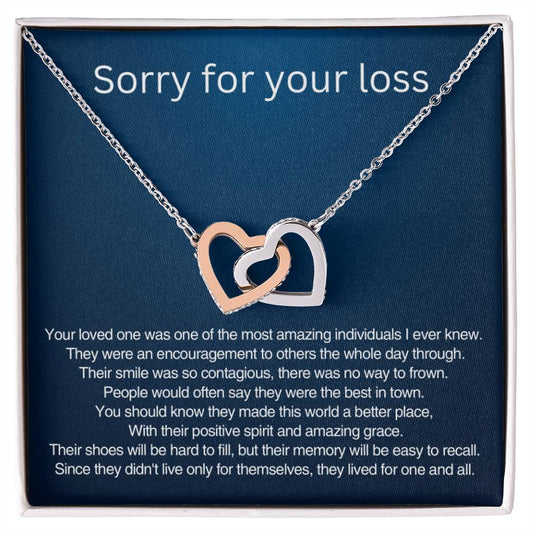 Sorry for your loss - Remembrance Gift - Interlocking Hearts Necklace
