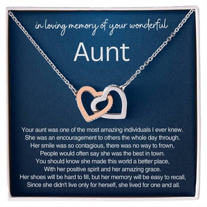 Remembrance Gift - In loving memory of you wonderful Aunt - Interlocking Hearts Necklace