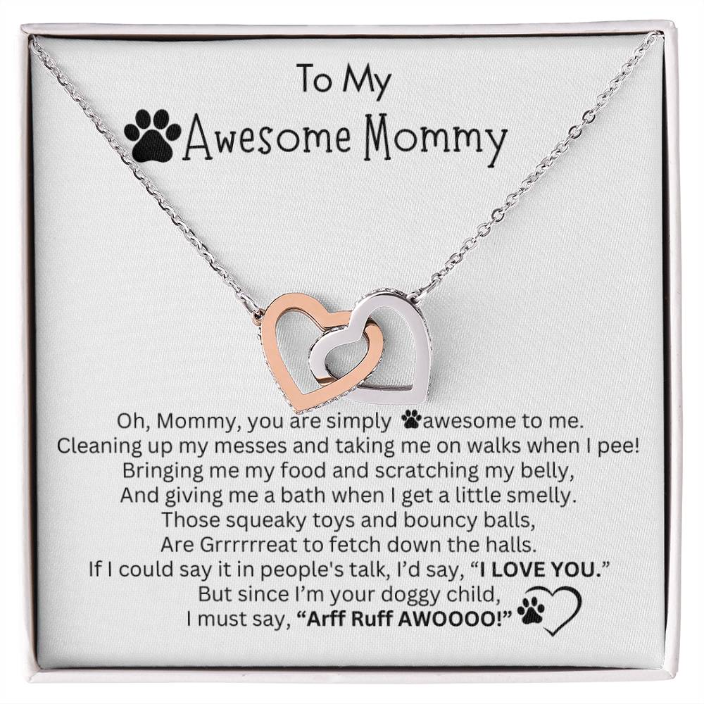 Gift for Dog Mom - Interlocking Hearts Necklace  - I LOVE YOU