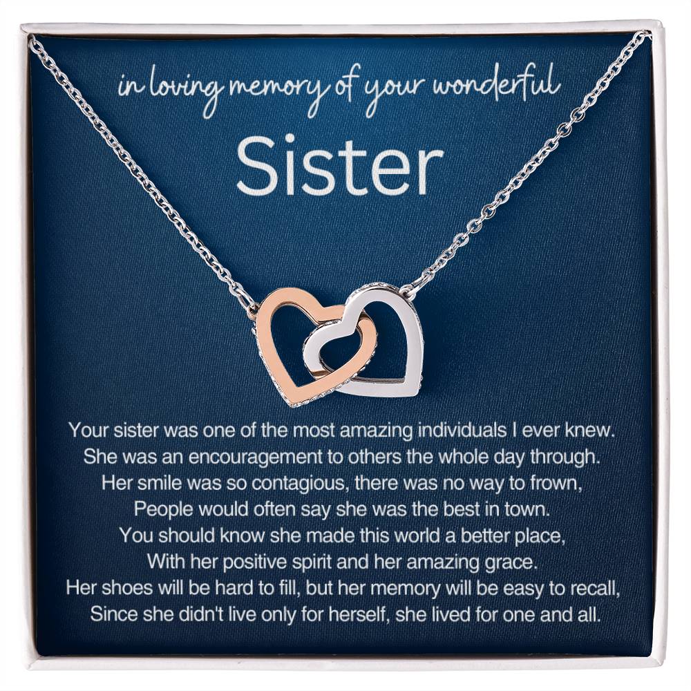 Remembrance Gift - In loving memory of you wonderful sister - Interlocking Hearts Necklace
