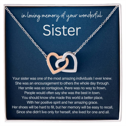 Remembrance Gift - In loving memory of you wonderful sister - Interlocking Hearts Necklace