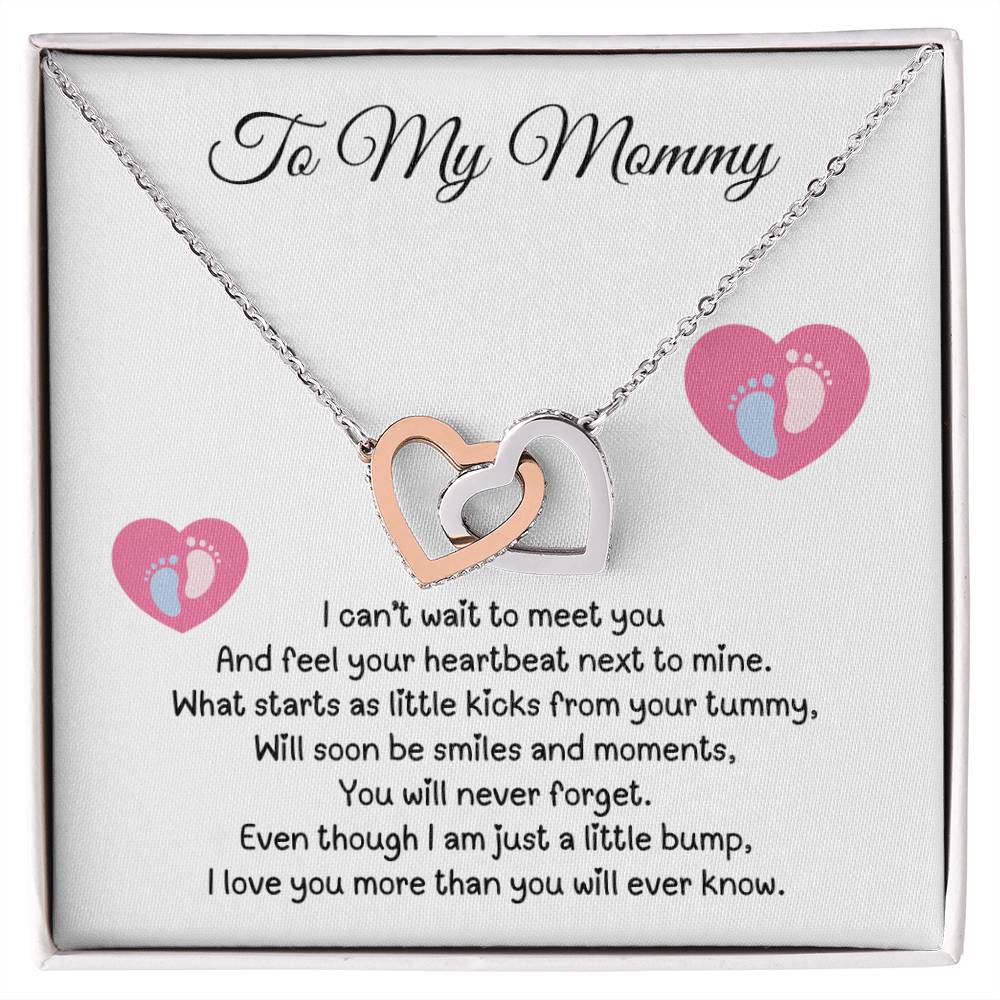 Gift from Baby Bump to Mommy - Interlocking Hearts Necklace - I can't wait to meet you!