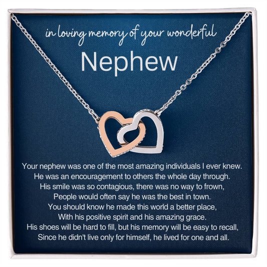Remembrance Gift - In loving memory of you wonderful Nephew - Interlocking Hearts Necklace