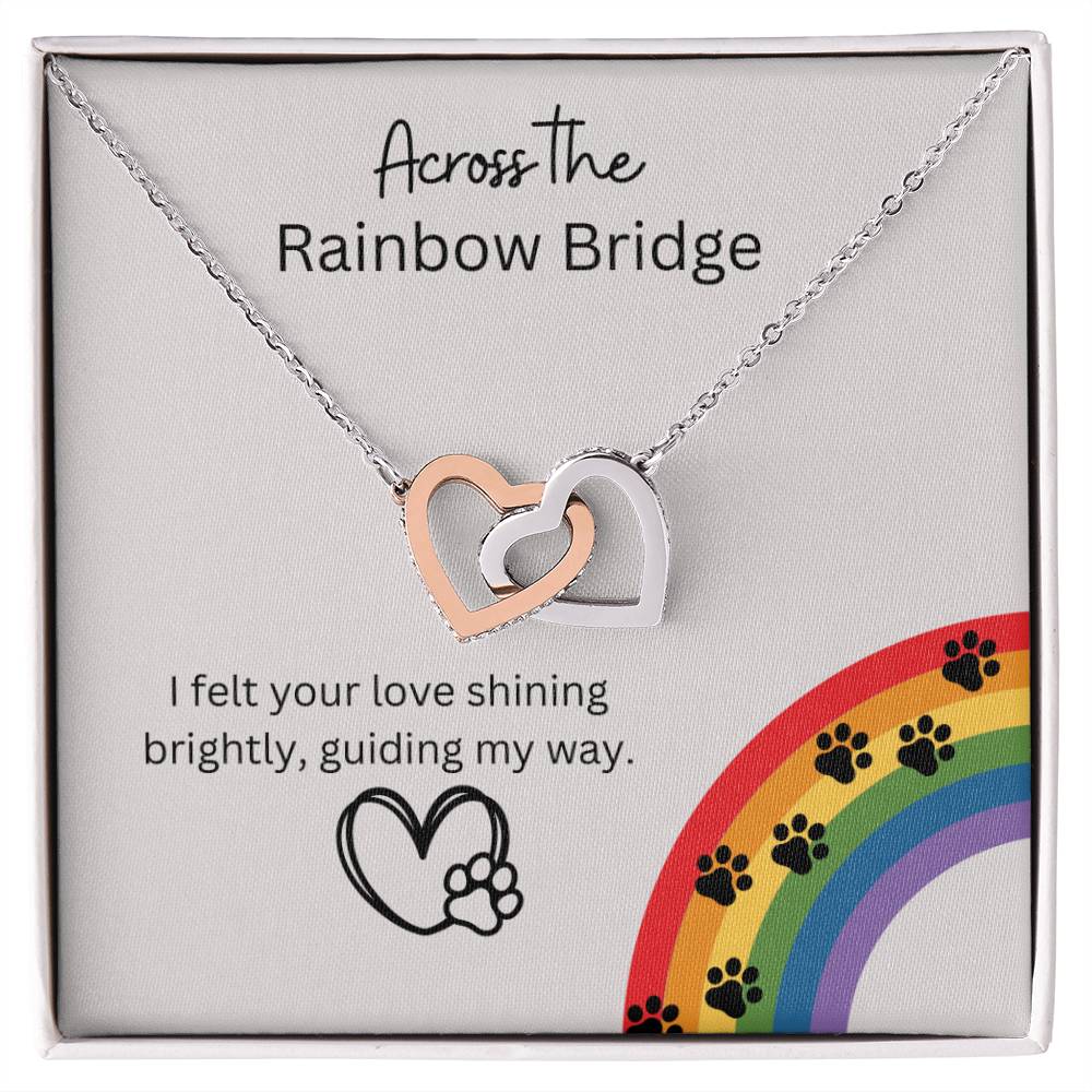 Remembrance Gift - Across the rainbow bridge - Interlocking Hearts Necklace