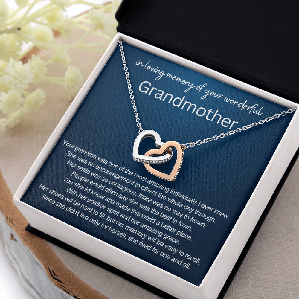 Remembrance Gift - In loving memory of you wonderful Grandmother - Interlocking Hearts Necklace