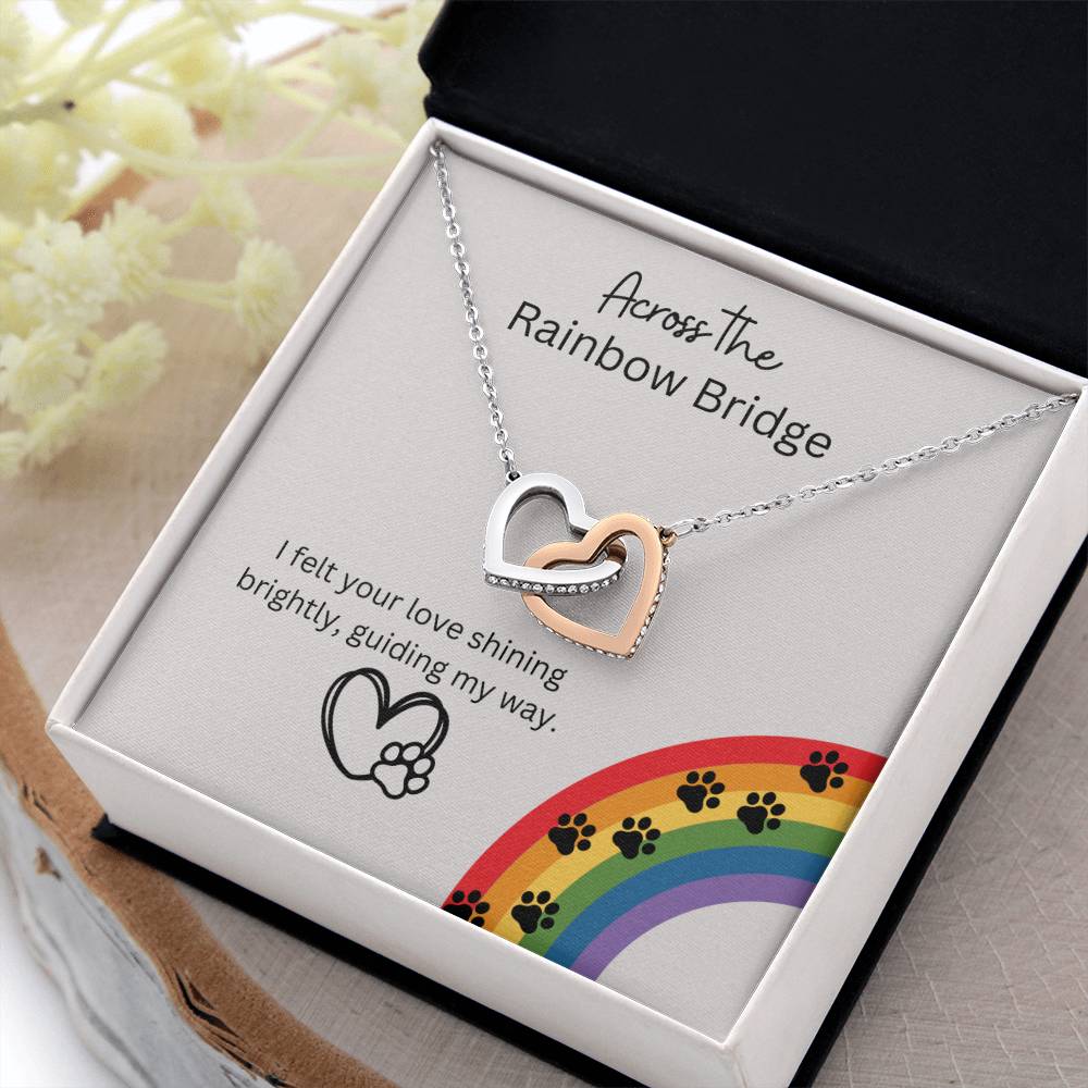 Remembrance Gift - Across the rainbow bridge - Interlocking Hearts Necklace