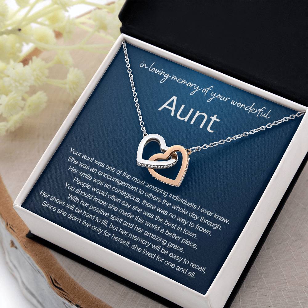 Remembrance Gift - In loving memory of you wonderful Aunt - Interlocking Hearts Necklace