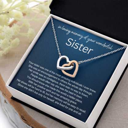 Remembrance Gift - In loving memory of you wonderful sister - Interlocking Hearts Necklace