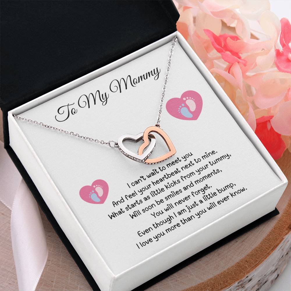 Gift from Baby Bump to Mommy - Interlocking Hearts Necklace - I can't wait to meet you!