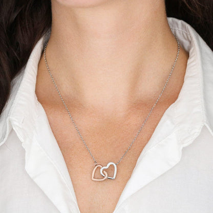 Gift for Dog Mom - Interlocking Hearts Necklace  - I LOVE YOU