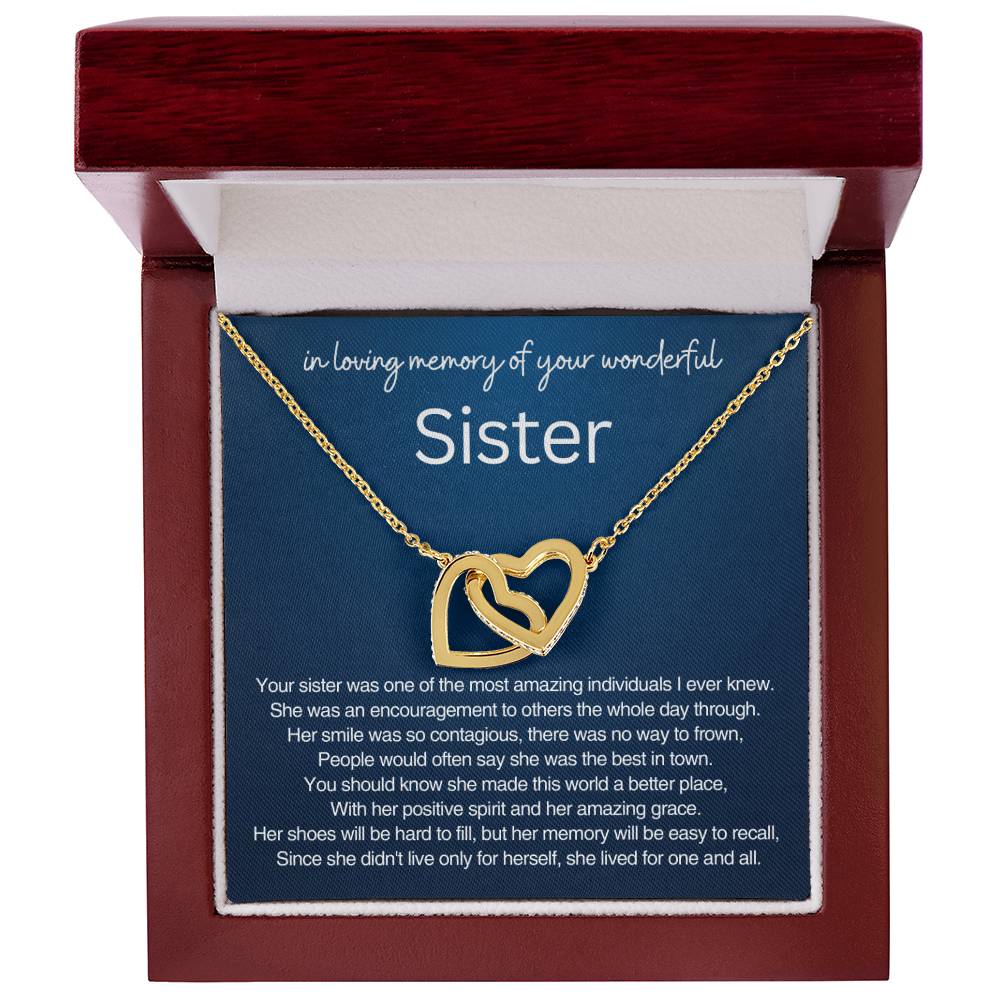 Remembrance Gift - In loving memory of you wonderful sister - Interlocking Hearts Necklace