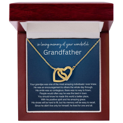 Remembrance Gift - In loving memory of you wonderful Grandfather - Interlocking Hearts Necklace