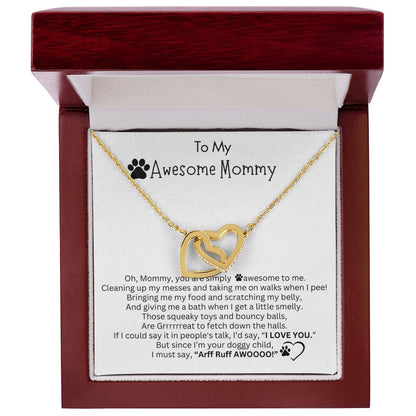 Gift for Dog Mom - Interlocking Hearts Necklace  - I LOVE YOU