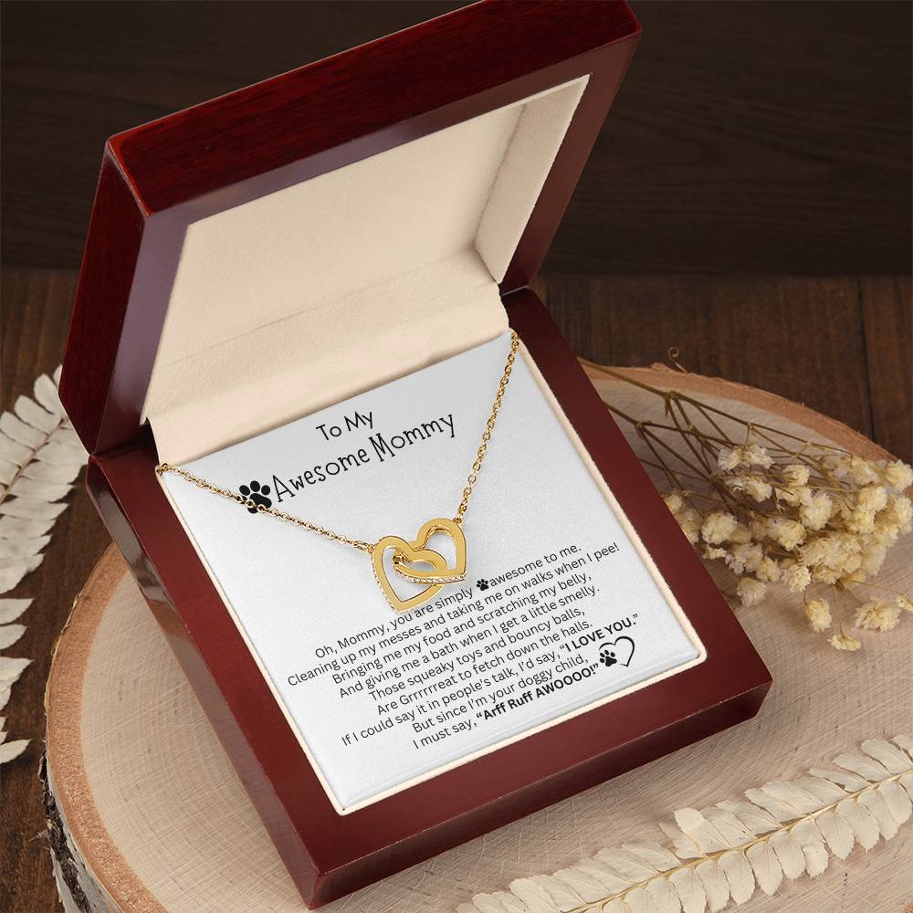 Gift for Dog Mom - Interlocking Hearts Necklace  - I LOVE YOU