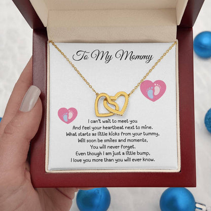 Gift from Baby Bump to Mommy - Interlocking Hearts Necklace - I can't wait to meet you!