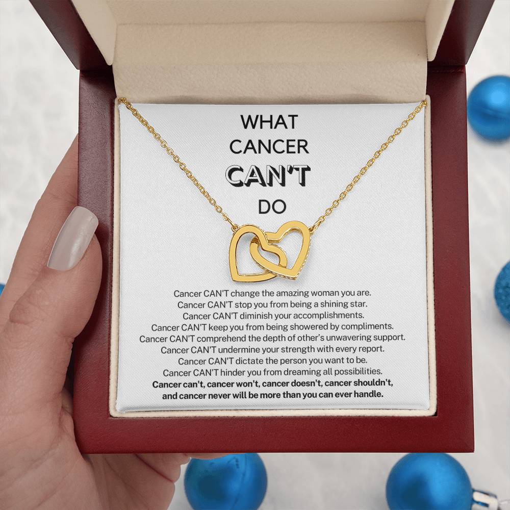 WHAT CANCER CAN'T DO - Encouragement Gift for Her - Interlocking Hearts Necklace