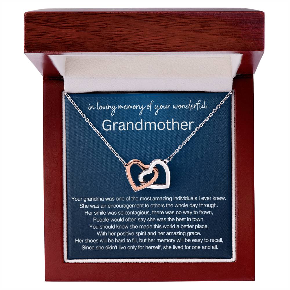 Remembrance Gift - In loving memory of you wonderful Grandmother - Interlocking Hearts Necklace