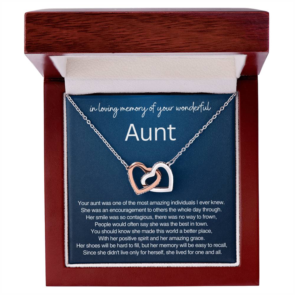 Remembrance Gift - In loving memory of you wonderful Aunt - Interlocking Hearts Necklace