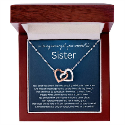 Remembrance Gift - In loving memory of you wonderful sister - Interlocking Hearts Necklace