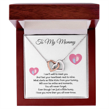 Gift from Baby Bump to Mommy - Interlocking Hearts Necklace - I can't wait to meet you!