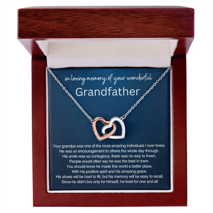 Remembrance Gift - In loving memory of you wonderful Grandfather - Interlocking Hearts Necklace