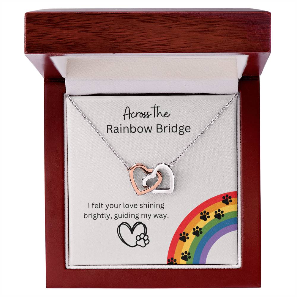 Remembrance Gift - Across the rainbow bridge - Interlocking Hearts Necklace