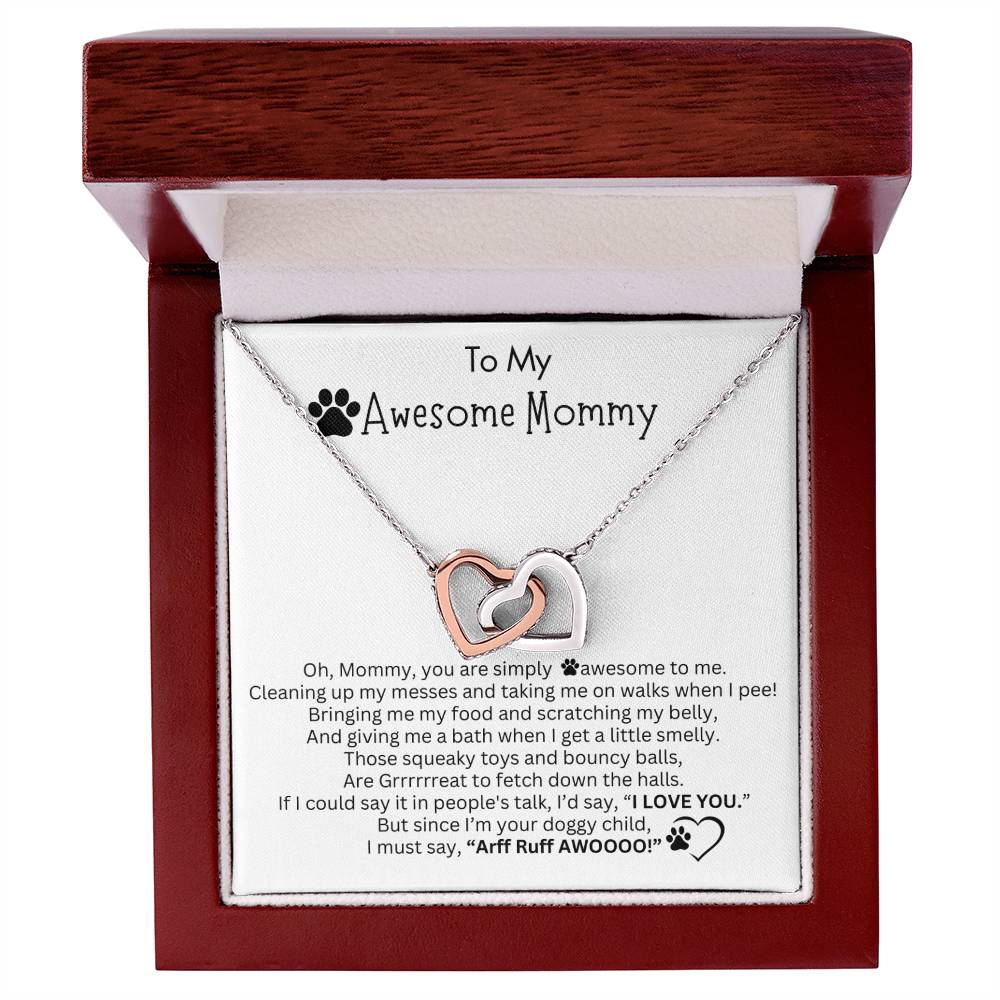 Gift for Dog Mom - Interlocking Hearts Necklace  - I LOVE YOU