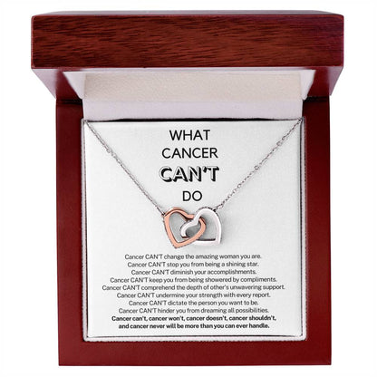 WHAT CANCER CAN'T DO - Encouragement Gift for Her - Interlocking Hearts Necklace