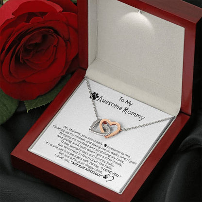 Gift for Dog Mom - Interlocking Hearts Necklace  - I LOVE YOU